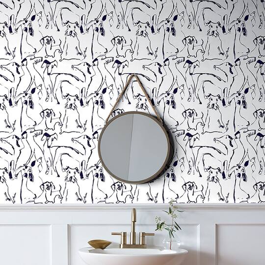 Surface Style Dog Doodle Ink Peel & Stick Wallpaper